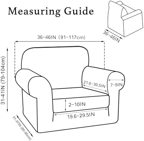 Turquoize 2 Piece Chair Covers Chair Slipcovers for Living Room Armchair Sofa Covers Chair Couch Cover with Arms Washable Furniture Protector for Chairs Feature Thick Fabric (Chair, Bronze Green)