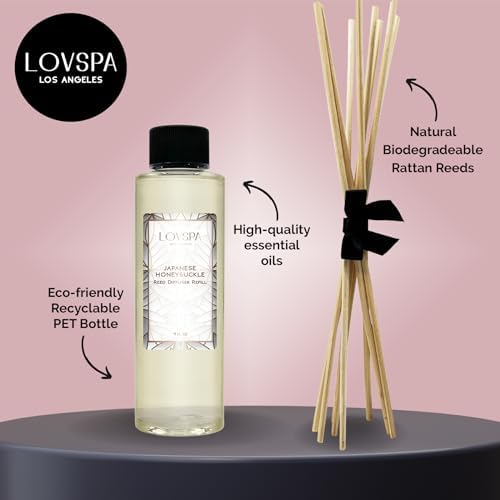 Japanese Honeysuckle Diffuser Oil - Luxury Essential Oils for Diffuser Refill & Air Freshener Room Spray - Long-Lasting & Natural Home Fragrance, Scented Oil for Diffusers, USA Made, 4oz