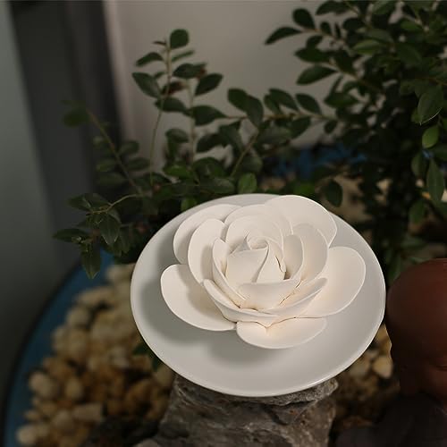 Passive Diffuser for Essential Oil-Ceramic Diffuser Non Electric Oil Diffusers for Small Mini Room, Desk Decorative, Bathroom (White Camellia)