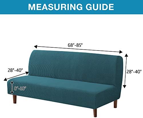 Flamingo P Stretch Armless Futon Covers Full Queen Futon Couch Covers Slipcover Futon Sofa Cover Futon Bed Cover Furniture Protector Covers with Elastic Bottom, Soft Thick Jacquard Washable, Deep Teal