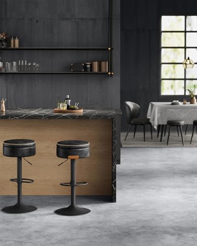 VASAGLE 360° Swivel Bar Stools Set of 2, Height Adjustable, with Storage