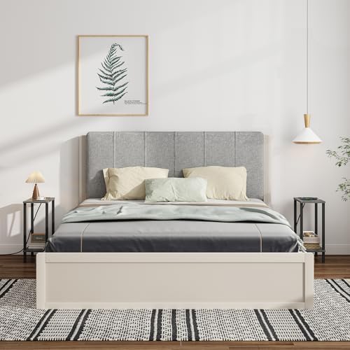 TUTOTAK Narrow Side Table Set of 2, Small End Table with Charging Station