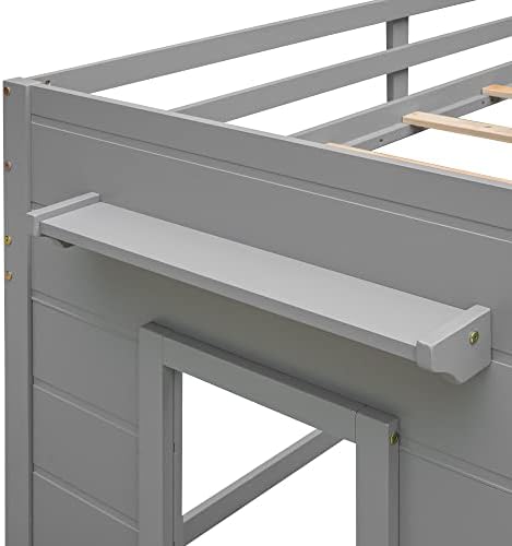 Bellemave Twin Size Low loft Bed for Kids,Wood Modern Farmhouse Twin Loft Bed with and Drawer Storage, No Box Spring Needed, Gray