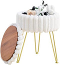 Wimarsbon Vanity Stool with Storage, Faux Fur Ottoman Chair with Metal Legs