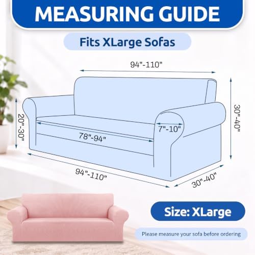 KEKUOU Stretch Oversized Couch Covers for Sofa Slipcover,Dusty Pink