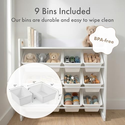 Humble Crew Kids Toy Organizer with Display Shelf, 9 Bins, 3 Tier Storage