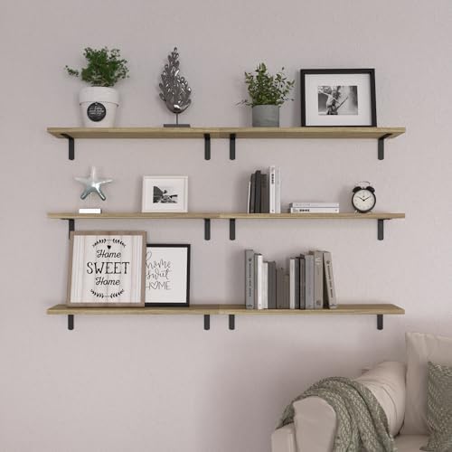 WOPITUES 24'' Long Floating Shelves for Wall Decor & Storage, Rustic Brown