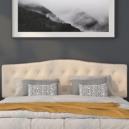 Flash Furniture Cambridge Button Tufted and Diamond Stitched Upholstered King Size Headboard in Beige Fabric