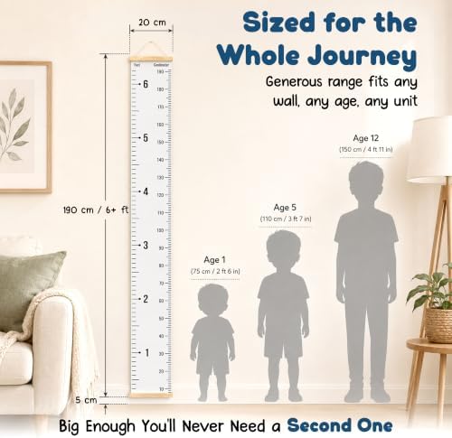 Wall Growth Chart for Kids - Wrinkle-Free Canvas Height Ruler