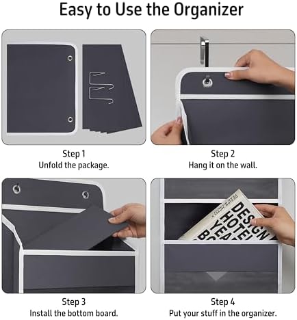 TYMENSH Over the Door Organizer for Bedroom Bathroom Pantry, 4 Shelf Gray