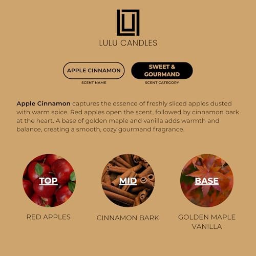 Lulu Candles | Apple Cinnamon | Luxury Scented Soy Jar Candle | Hand Poured in The USA | Highly Scented & Long Lasting (9 Oz.)