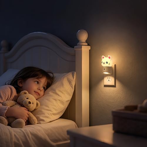 DORESshop Night Light for Kids,3D Cute Cat Kids Night Light,Light Sensor