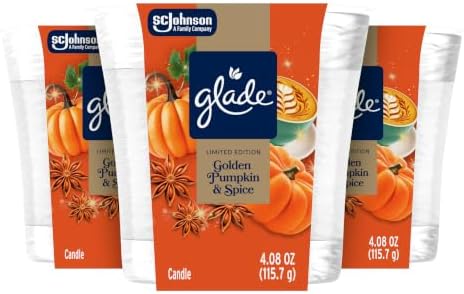 Glade Jar Candle, Golden Pumpkin & Spice, 4.08oz., 3 Count