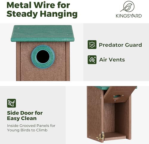 Kingsyard Wren Bird House with Predator Guard, Recycled Poly Lumber