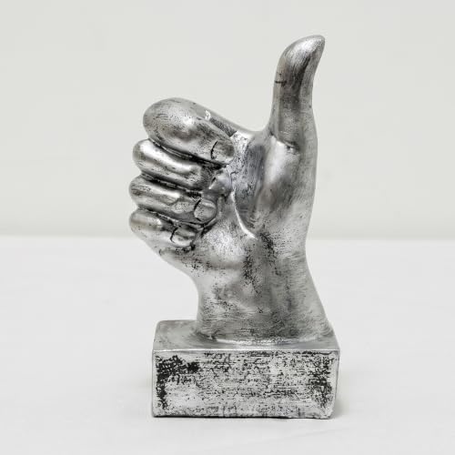 Nice purchase Hand Finger Gesture Desk Statues Fingers Sculpture Creative Home Living Room Cabinet Shelf Decoration (Thumbs-up in Silver)
