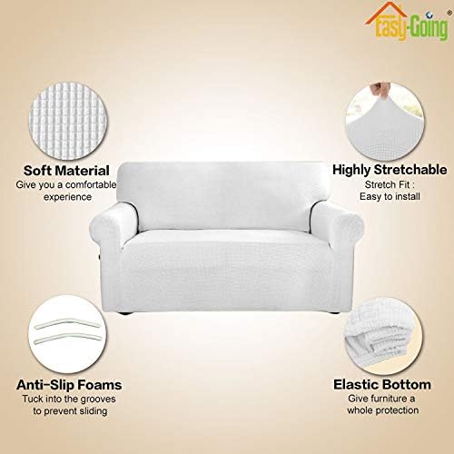 Easy-Going Stretch Couch Covers for Sofa Washable Large Snow White