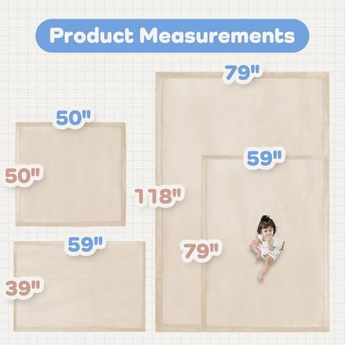 1.5" Thick Baby Play Mat for Floor,79x79 Large Memory Foam Tummy Time Mat