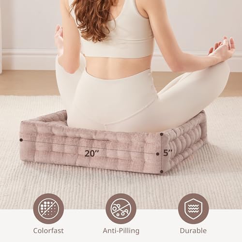 Intelligent Design Floor Pillow, Large Cushion for Meditation, 20x20 Blush