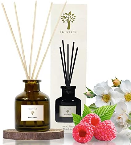 PRISTINE Swiss Château/Inspired by Hilton Reed Diffuser - Home & Bathroom | Fresh Cut Rose, Tangerine, Cedarwood Oil Reed Diffuser Set | Oil & Reed Diffuser Sticks, Home & Office Decor, Fragrance Gift