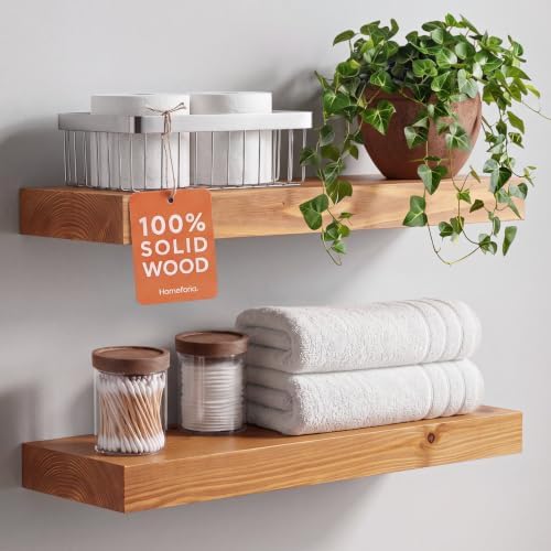 Homeforia 20 Inch Floating Shelves, High-End Solid Pine Wood, Set of 3