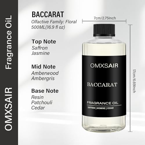 Baccarat Inspired Hotel Diffuser Oil for Home Luxury Scents - 500ml/16fl oz