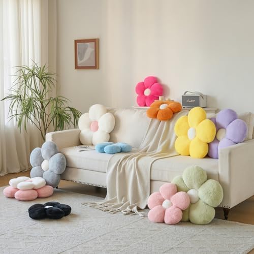 Zlgkjk Flower Pillow, Decorative Throw Pillows with Soft Plush for Couch Bed, Cute Daisy Pillow Cushion Home Decor Floral Throw Pillow (Pink, 19.6 Inches)