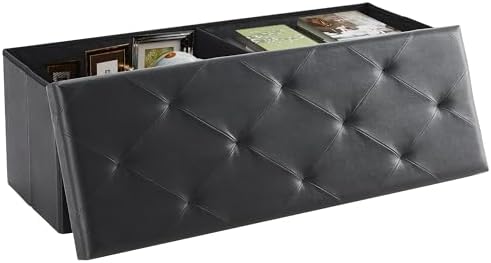 DUMOS 43 Inch Folding Storage Ottoman Bench, Large Ottoman with Storage