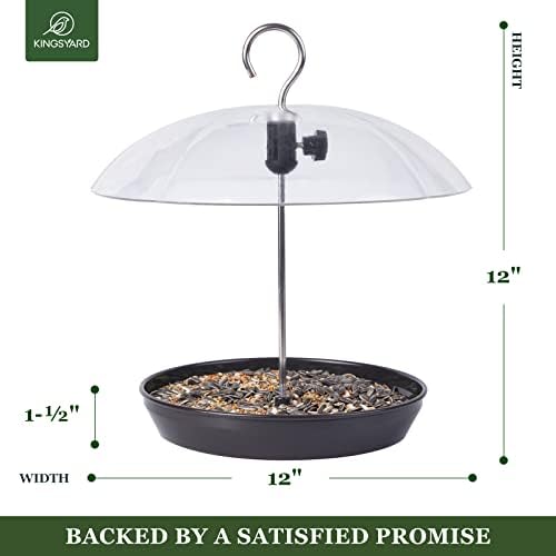Kingsyard Platform Bird Feeder with Adjustable Dome for Outdoors Hanging