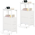 Somdot Narrow End Table Set of 2, Charging Station, Side Table, 2 Drawers