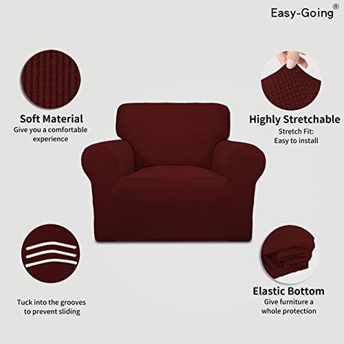 Easy-Going Stretch Chair Slipcover with Arm Washable Wine