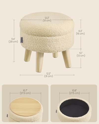 SONGMICS Foot Stool Ottoman, Small Storage Ottoman with Legs, 12.2 Inches