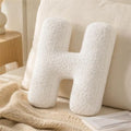 Letter Plush Pillow, Letter Hugging Throw Pillows, Decorative Initial Letter Shaped Throw Pillows for Bed Couch, Letter Pillows English Alphabet A to Z for Sofa Bedroom Living Room Decor (H)