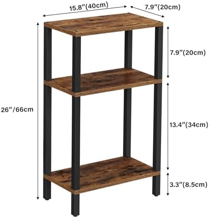 TUTOTAK Narrow Side Table, 3-Tier Small End Table for Couch