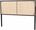 Bali & pari Aurelia Modern Bohemian Black Finished Bayur Wood and Natural Rattan Queen Size Headboard