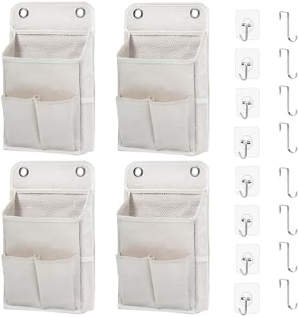 Hanging Basket for Organizing, Wall Organizer with Pockets and Over The Door Organizer，Can for Home, Closet, Office and Camper (4 White)