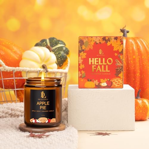 DL DREAMY DEWLA Fall Candle, Apple Pie Scented for Home, 7oz Soy Wax