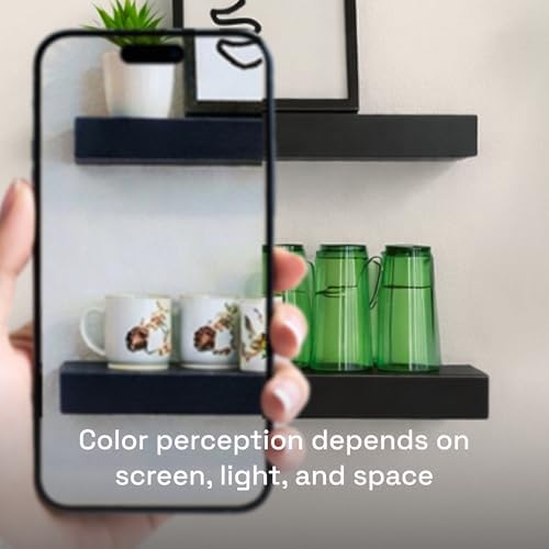 Solid Wood Floating Shelves for Wall 20 Inch Black, Wooden Bathroom Shelf
