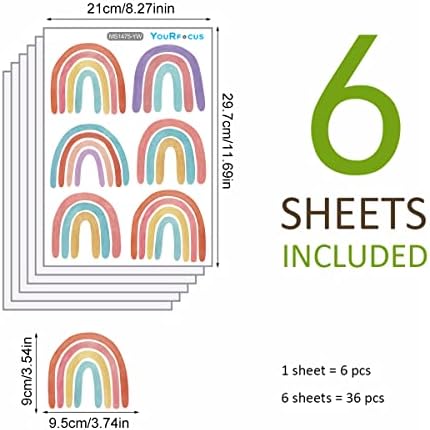 Pastel Rainbow Wall Decals for Playroom & Nursery, Peel and Stick