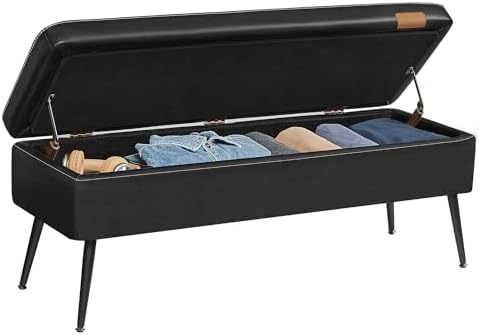 VASAGLE Storage Ottoman Bench, PU Leather, Steel Legs