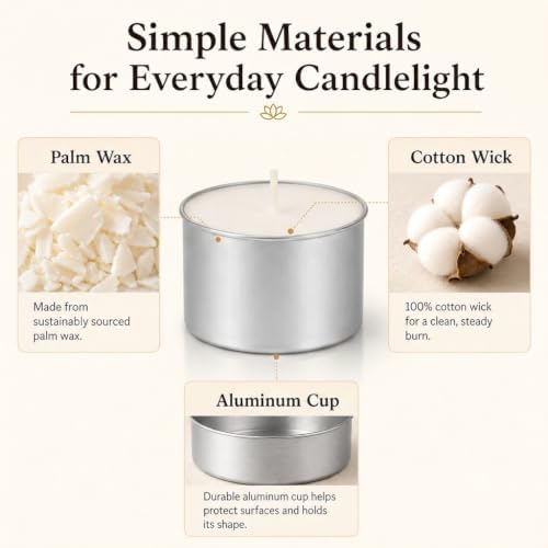 Tea Lights Candles 8 Hours, 100 Pack Palm Wax Tealight