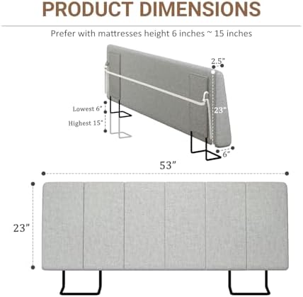 Full Size Headboard Only-No Assembly Required, Light Gray