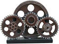 Industrial Steampunk Gear Train Figurine, Cog Wheel Statue, Resin Model, Home Bar Décor Ornament 7.7" H Copper