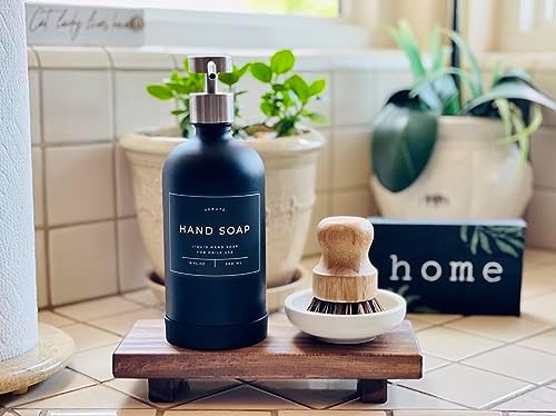 Wood Pedestal Soap Stand, Wood Riser (Antique Walnut)