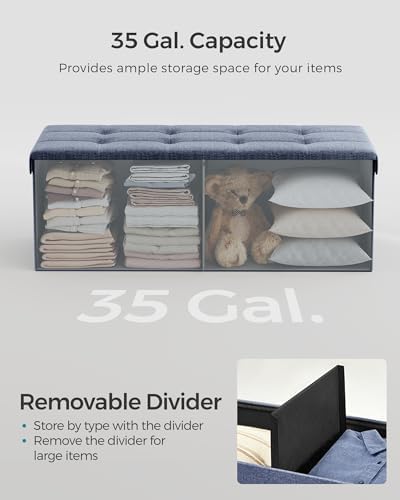 SONGMICS 43.3 Inches Folding Storage Ottoman Bench, Load 660 lb