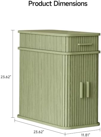 ONBRILL Fluted End Table, Narrow Side Table, 23.62" H, Sage Green