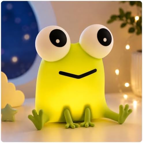 Frog Night Light for Kids, Cute Dimming Nursery Bedside Lamp Decor