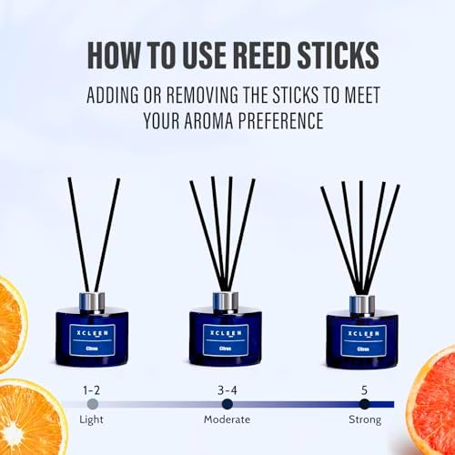 Xcleen Reed Diffusers for Bathroom, 6.7 oz(200ml) Citrus Scented Oil Diffuser with Fiber Sticks, Air Freshener for Bedroom, Office, Home Fragrance Decor (Pack of 2)