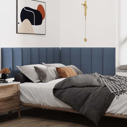 IFNOW Wall Mounted Headboard, Peel and Stick Panels, Blue, King