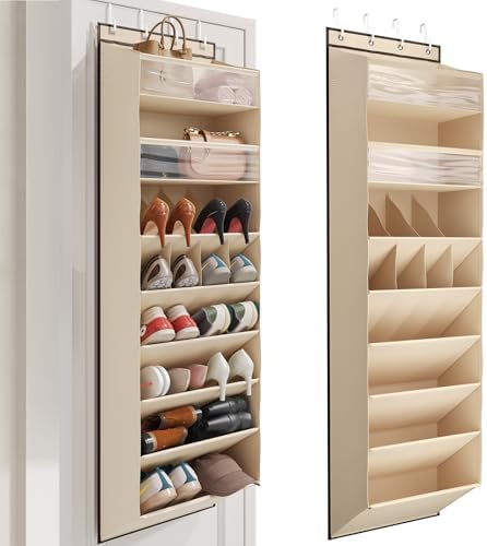 Mefirt XL Clear Over the Door Shoe Organizer for Closet Fit 25 Pairs