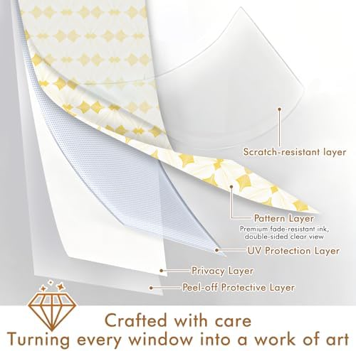 SOMWISE Frosted Window Privacy Film, Decorative Sun Heat Blocking, Anti UV
